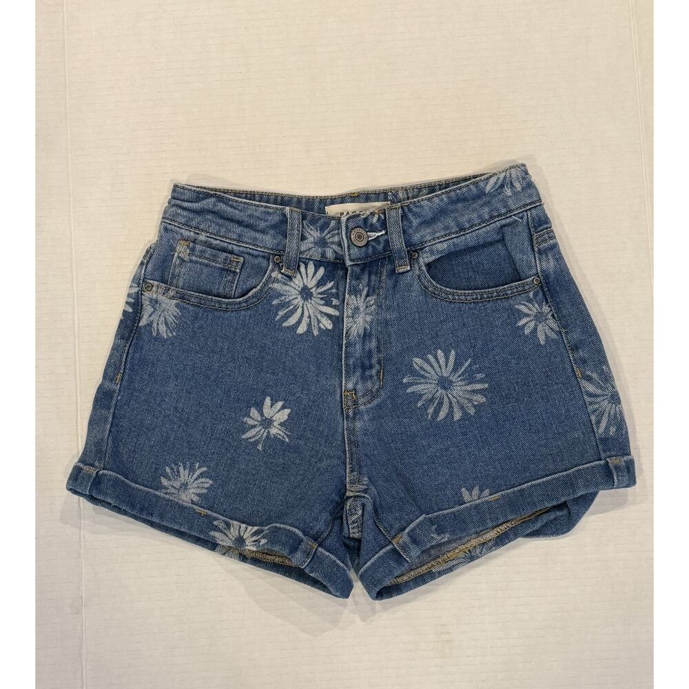 PacSun Mom Shorts Womens 22 Denim Daisy Print High Rise Cuffed Summer Casual Sho